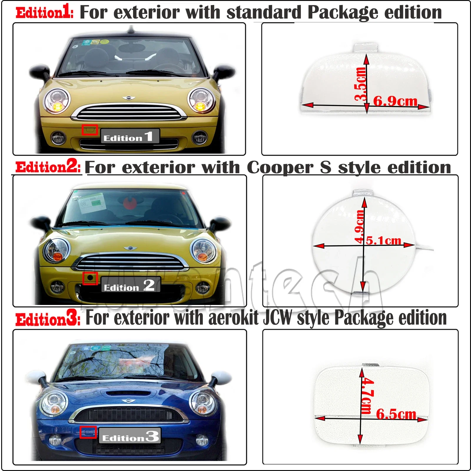 

Front Tow Cover For 07-13 Mini Cooper One S SD D R56 Clubman R55 Cabrio R57 Coupe R58 Roadster R59 JCW Bumper Hook Eye Cap