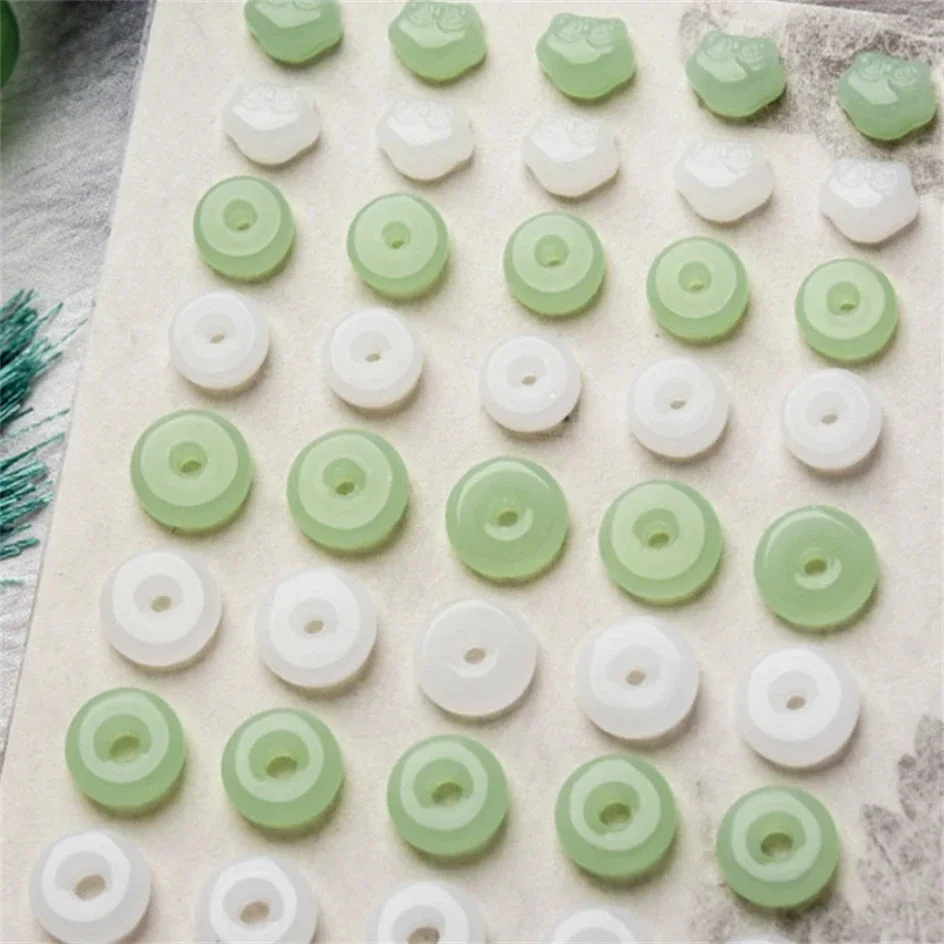 20 Stück chinesische Art antike Jade Retro alte weiße grüne Friedens schnalle Nail Art Dekorationen Glas Maniküre Zubehör Großhandel