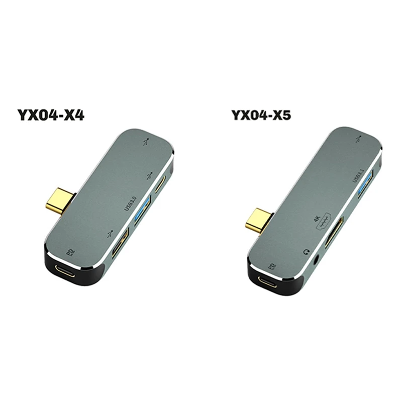 PC 컴퓨터 C타입 익스텐션 허브, USB 확장기 호환, 5 in 1, 3.55mm 잭, PD100W, USB3.0, USB3.1