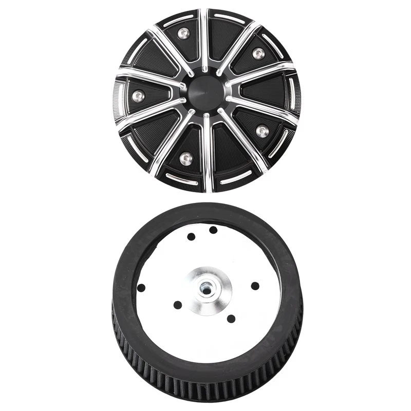 Black Striped Air Cleaner Cover+ 6 Hole Filter Element Kit For Harley Touring 99-16 Dyna 99-17 Softail 00-17 Motorcycle