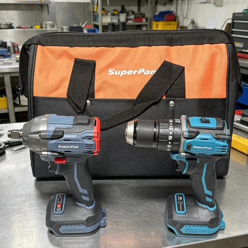 

20V Cordless Drill & Impact Wrench Combo Kit with Tool Bag, Ideal for Drilling & Fastening