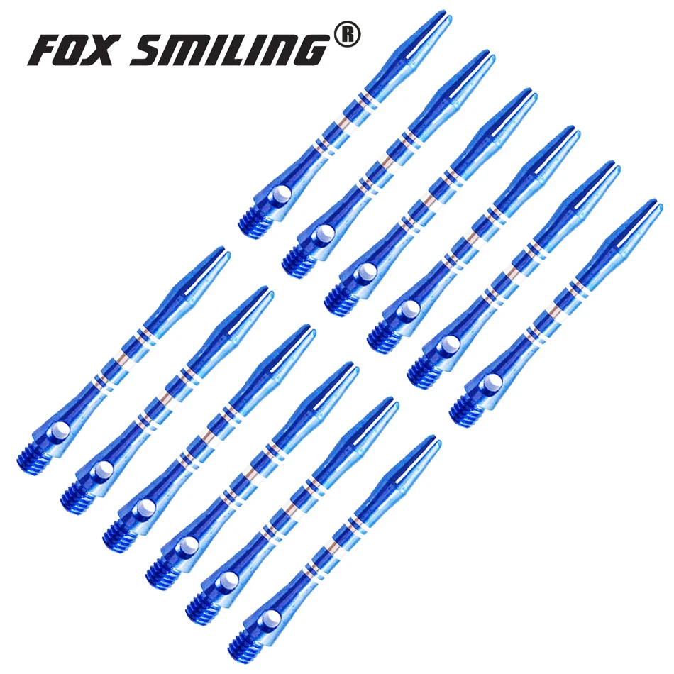 12/6PCS 41mm Aluminium Darts Shafts 2BA For Professional Darts Fox Smiling Blue Black Colors Darts Accessories