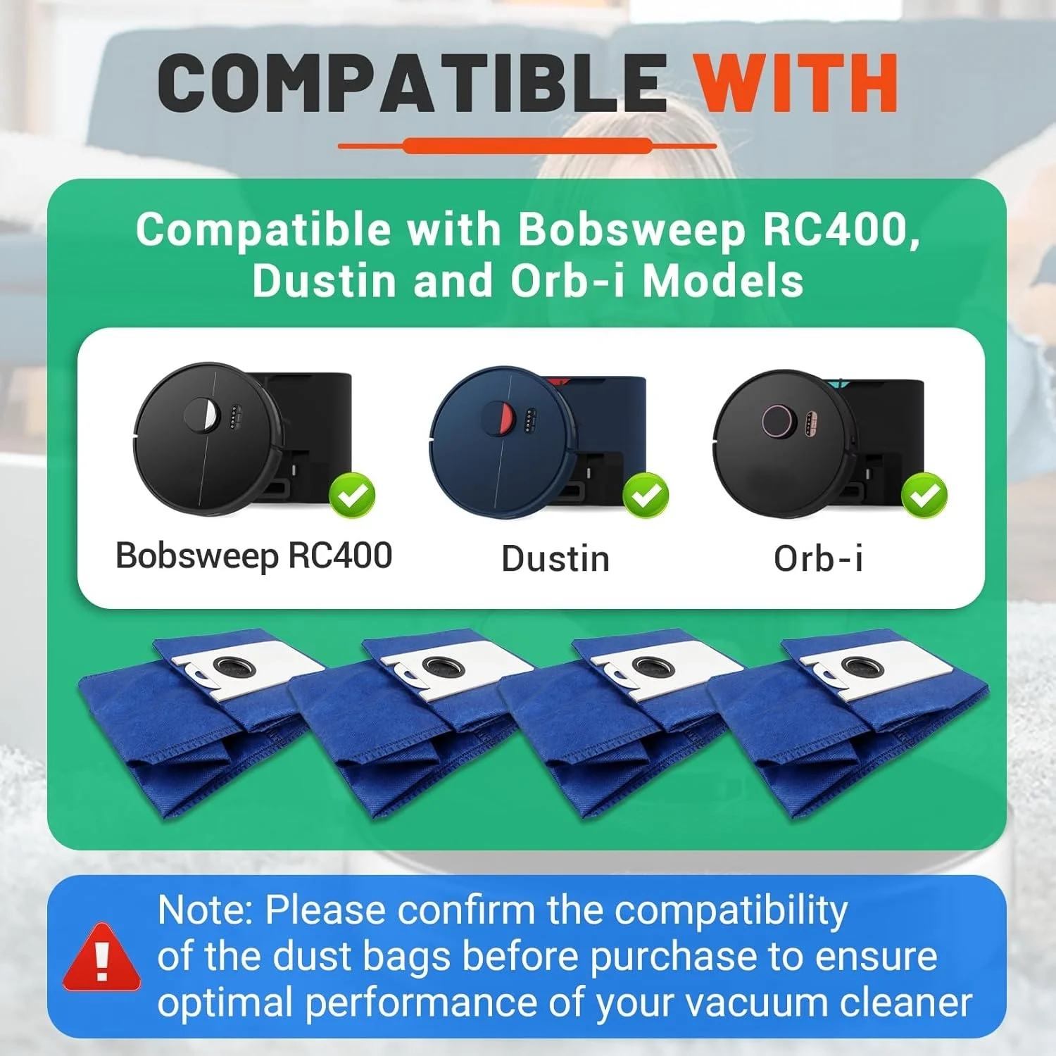 حقيبة استبدال كيس الغبار كيس القمامة للمكانس الكهربائية الروبوتية Bobsweep RC400 Dustin and Orb-I