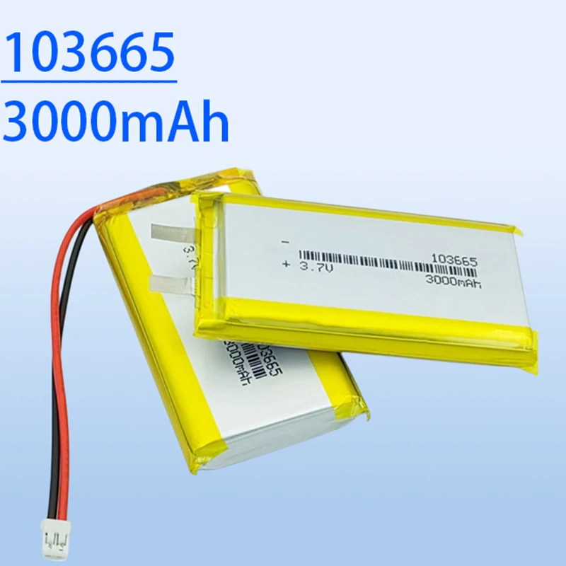 

103665 3.7V 3000mAh High Capacity Rechargeable LiPo Battery 11.1Wh for Smart High-Drain Devices 755060 974058 655063 903659