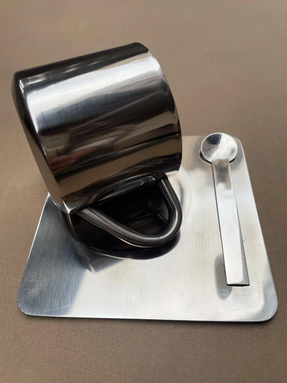 304 Stainless Steel Coffee Cup Saucer Suit European Office Mugs Tea Cups  Set