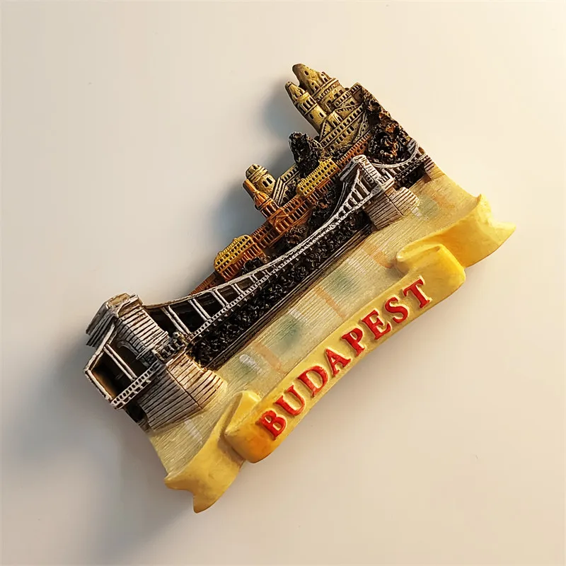 Budapest Danube River Three-dimensional Chain Bridge Tourist Commemorative Decorative Magnetic Fridge Magnet Resin Material