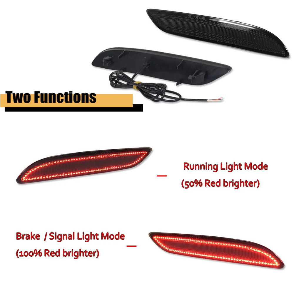 Red LED Rear Bumper Reflector Tail/Brake Lights Rear Fog Lights For Chrysler Pacifica Voyager 2017 2018 2019 2020 2021 2022 2023