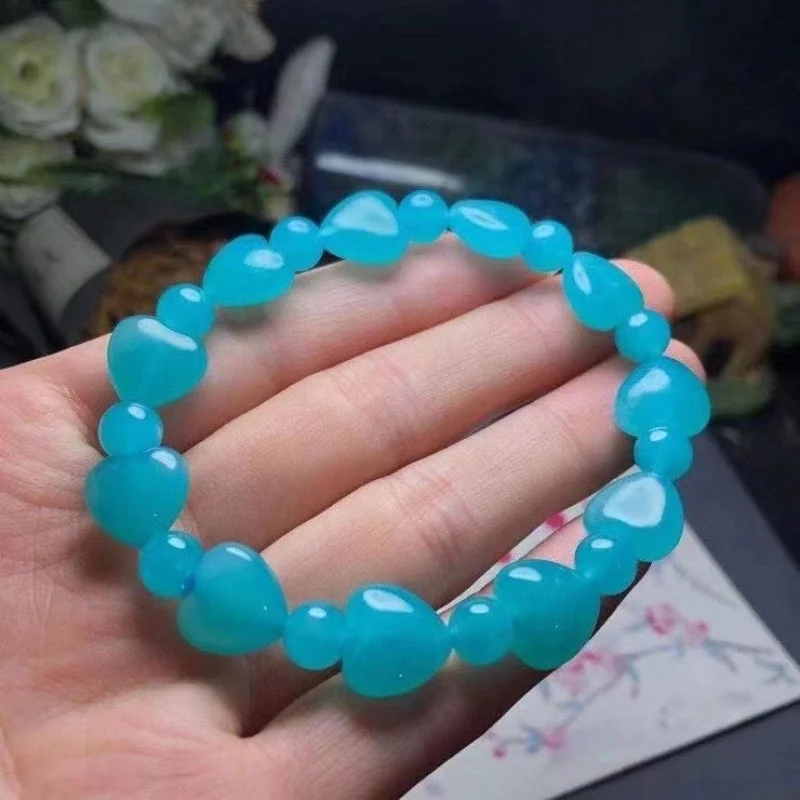 

Natural Transparent Amazonite Heart Bracelet 13Mm