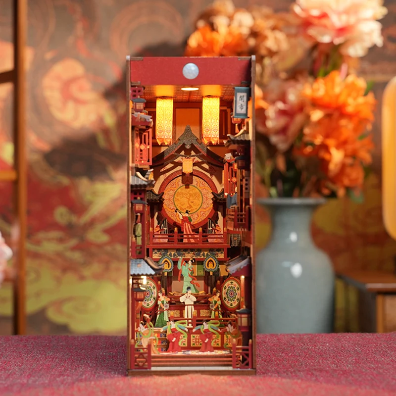 DIY Book Nook Dollhouse Kit Wooden Miniature Shelf Insert 3D Puzzle Building Model Home Decor Birthday Gift for Adults Kids