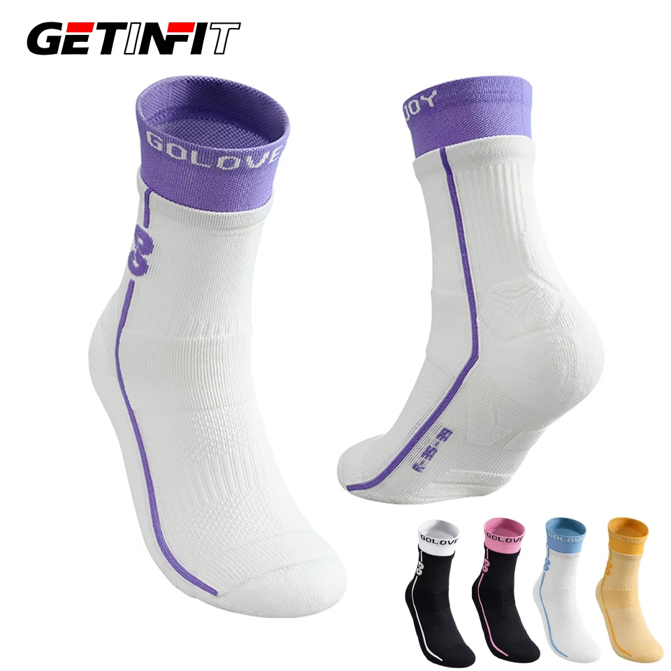 

GETINFIT High Performance Sports Socks Moisture Wicking Breathable Cushioning Anti-Slip Arch Support Stripe Basketball Tennis