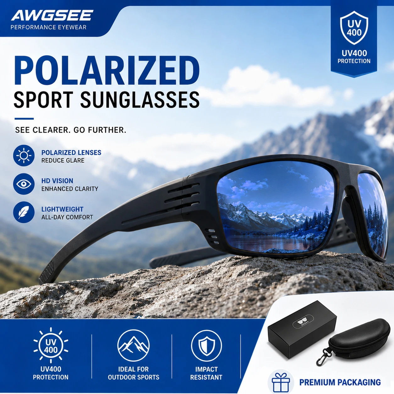 Lunettes de soleil polarisées pour la pêche sportive, lunettes de conduite classiques, protection UV pour hommes et femmes, course à pied et cyclisme en extérieur, avec emballage