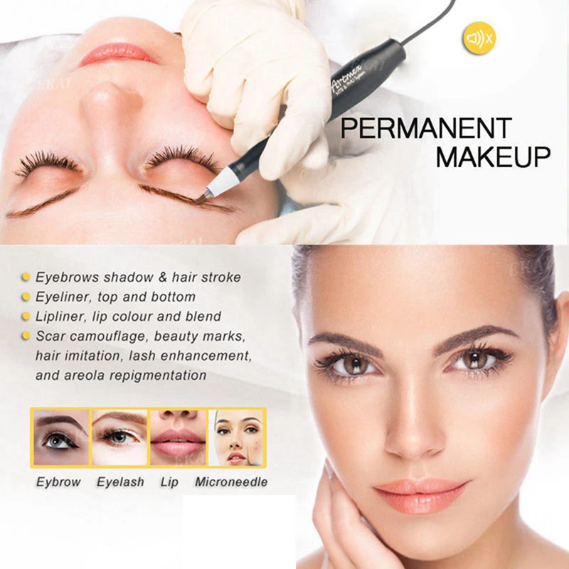 50W Eye Brow Lip Rotary Pen Permanente Make-up Tattoo Machine MTS PMU Systeem Met V9 Tattoo Naald