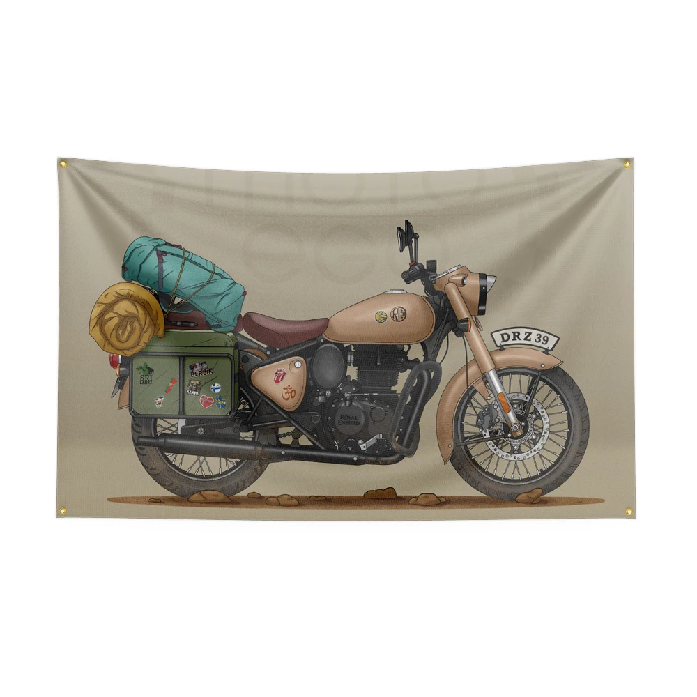 3X5Ft Classic Motorcycle Flag Polyester Digital Printing Moto Club Banner