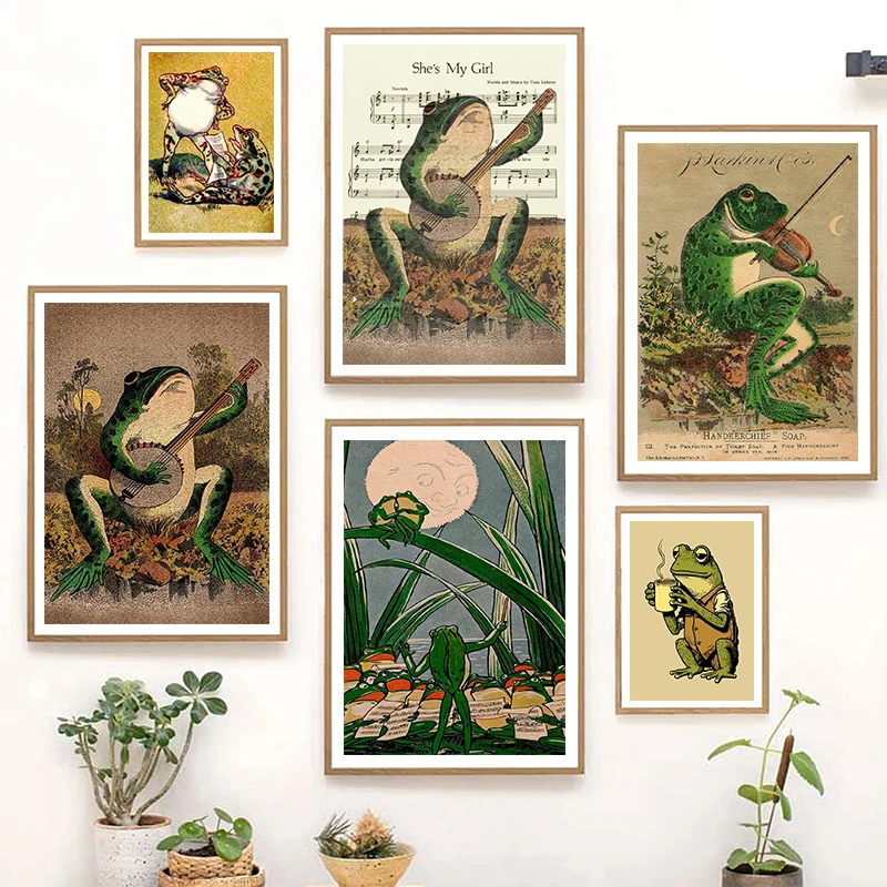 Interesting Frog Posters and Prints Modern Wild Animals Art Canvas Painting Wall Art Pictures For Home Bar Room Decor Framele