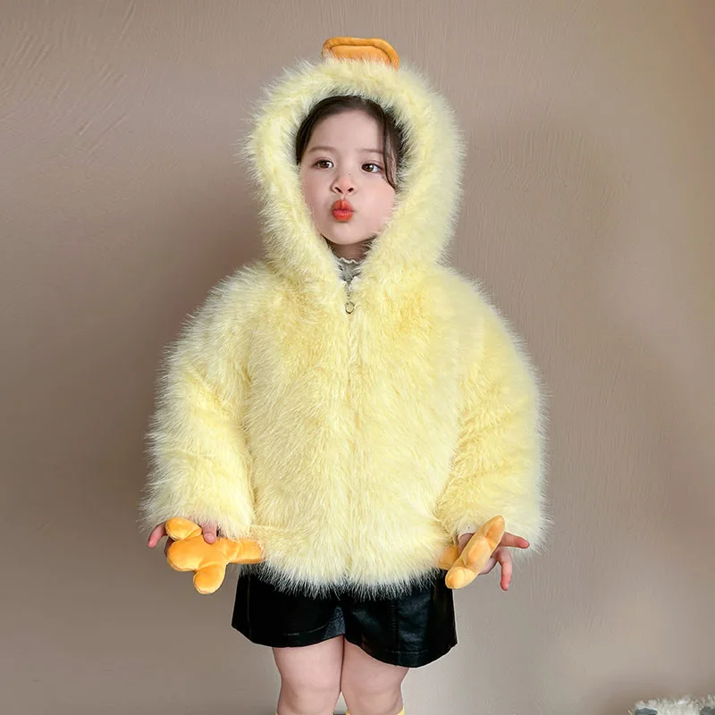 Autumn Family Matching Wool Blends Jacket for Mom and Daughter Duck Woolen Coat with Hoodies Mother Daughter Matching Outfits view 4