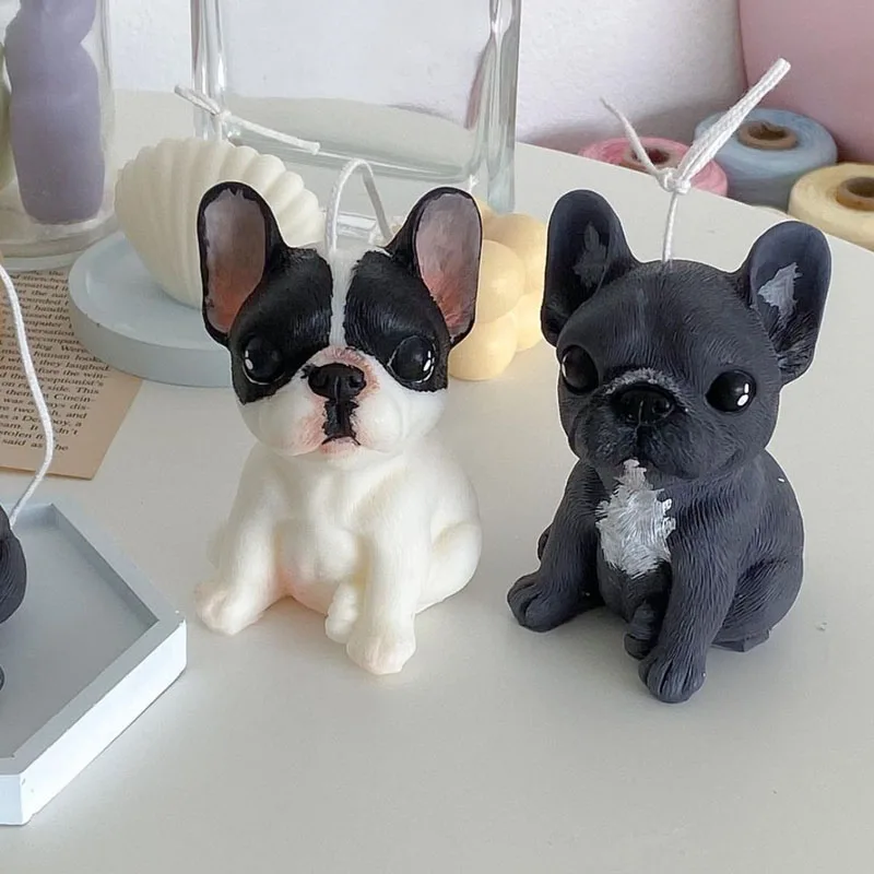 Molde de vela para cachorros de Bulldog Francés, resina de animales, toro, perros, cachorros, vela, molde de silicona, regalos para amantes de los perros, decoración del hogar