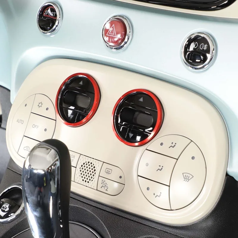 

For Fiat 500 2016-2026 Aluminum Alloy Car Air conditioning instrument panel brightness adjustment knob ring Interior Accessories