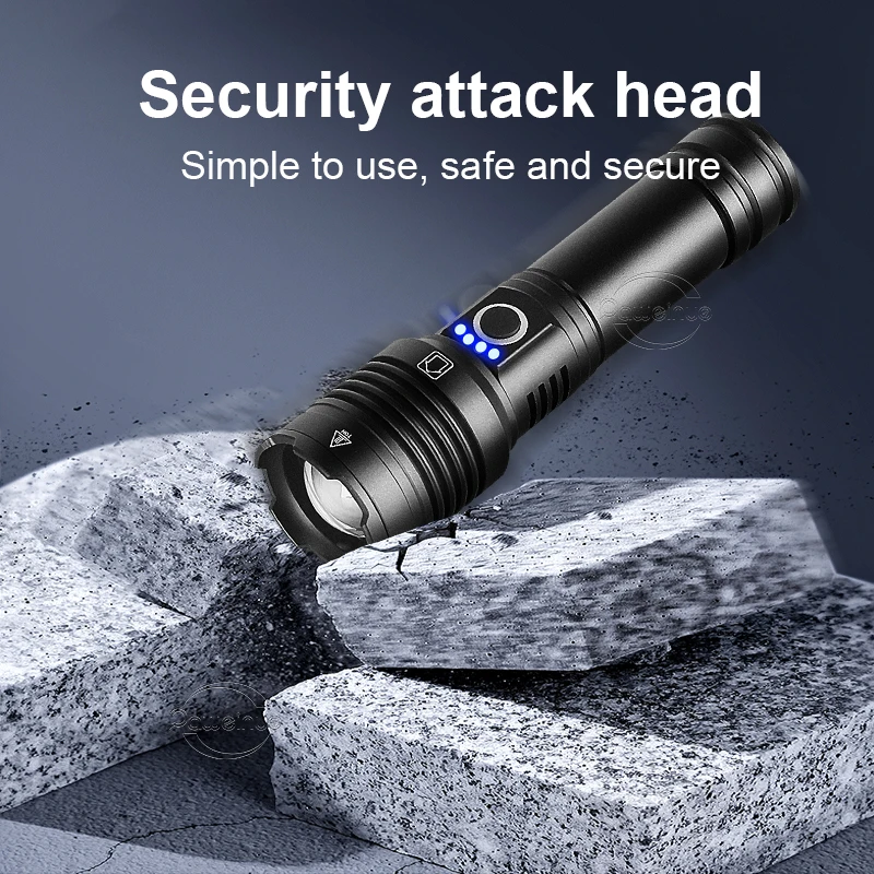 NEW High Power LED Flashlight XHP220 Super Bright Usb Rechargeable Torch 18650 Zoom Powerful Flash Light XHP70 Hunting Lantern