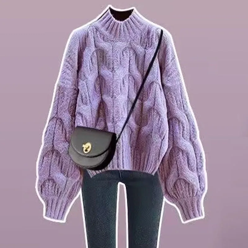 سترة محبوكة بلوفرات نسائية جديدة بأكمام طويلة ورقبة وهمية سترة بيضاء متماسكة بلوفر نسائي ملابس تريكو نسائية Q1582 #6