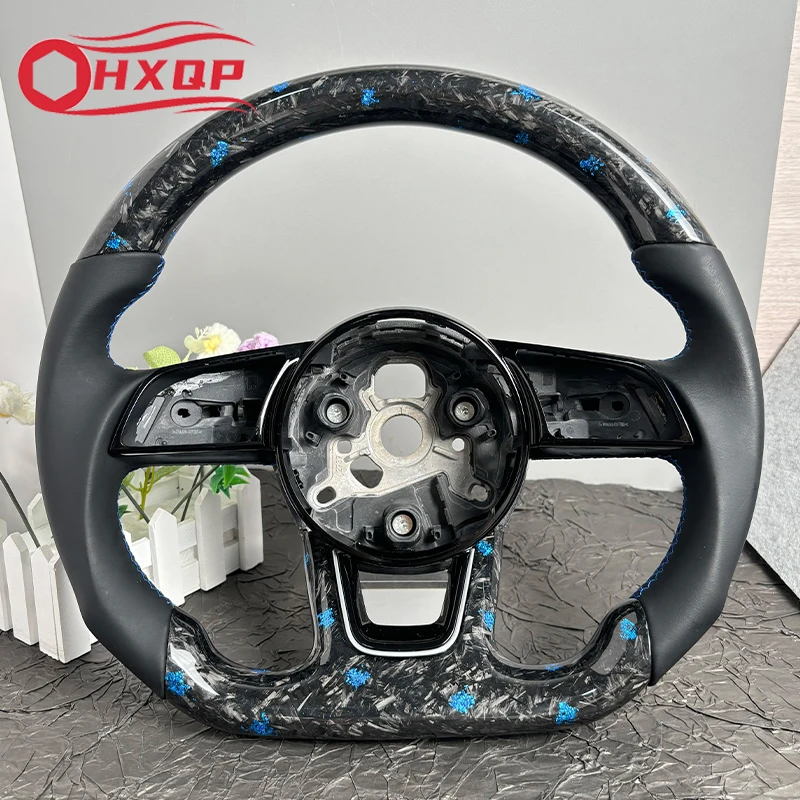 For Audi A3 A4 A5 RS3 RS4 RS5 S3 S4 S5 2017-2019 Forged Carbon Fiber Steering Wheel Perforated Leather Wheel Without heating