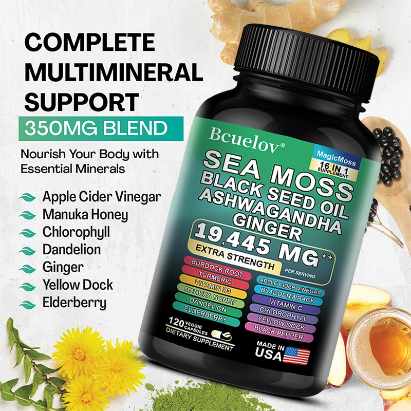 Seaweed, Black Seed Oil, Ashwagandha, Turmeric, Apple Cider Vinegar, Dandelion, Vitamins, Dietary Supplements