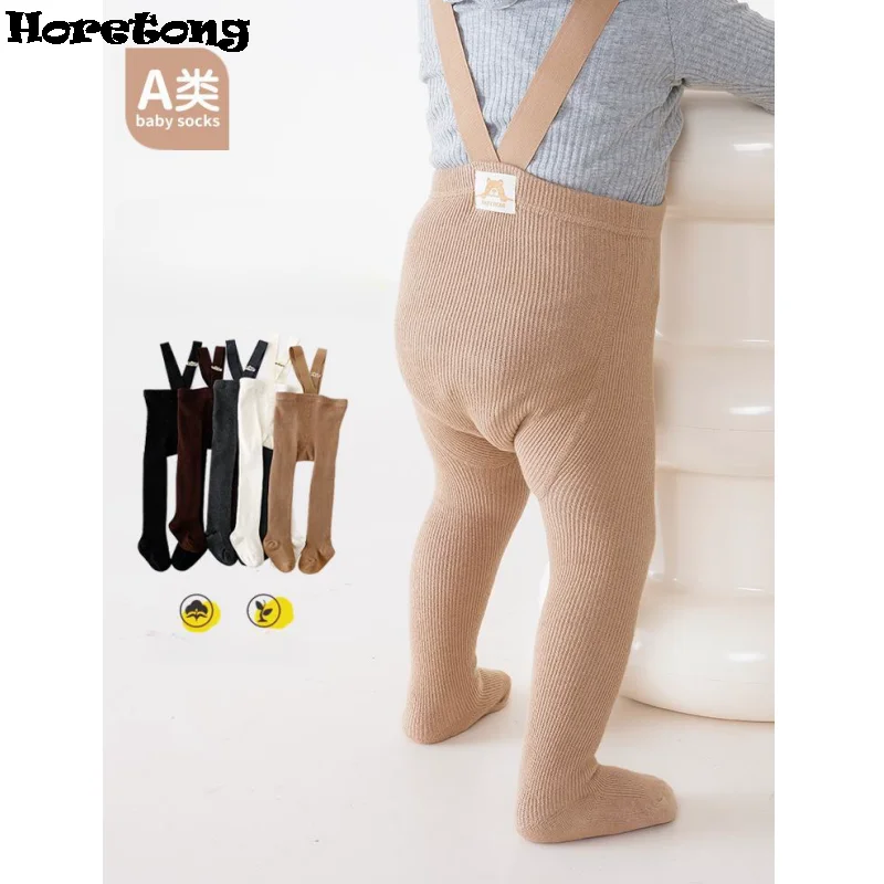 

Baby Girl Stocking 0-3 Y Infant Toddler Knit Tights Newborn Suspender Tights Pantyhose Autumn Solid High Waist Overall Legging