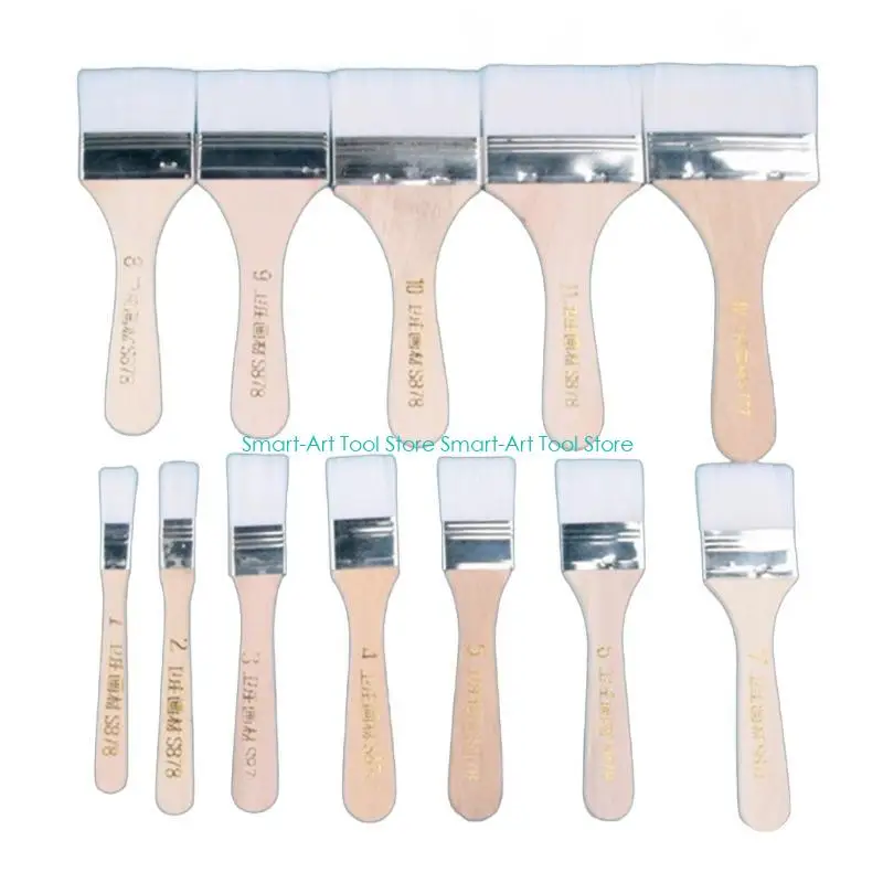 E1PB فرش فنان مسطحة E1PB ، مجموعة من 12 ، شعيرات اصطناعية لمشاريع الطلاء الزيتية الورنيش على القماش والحرف اليدوية #2