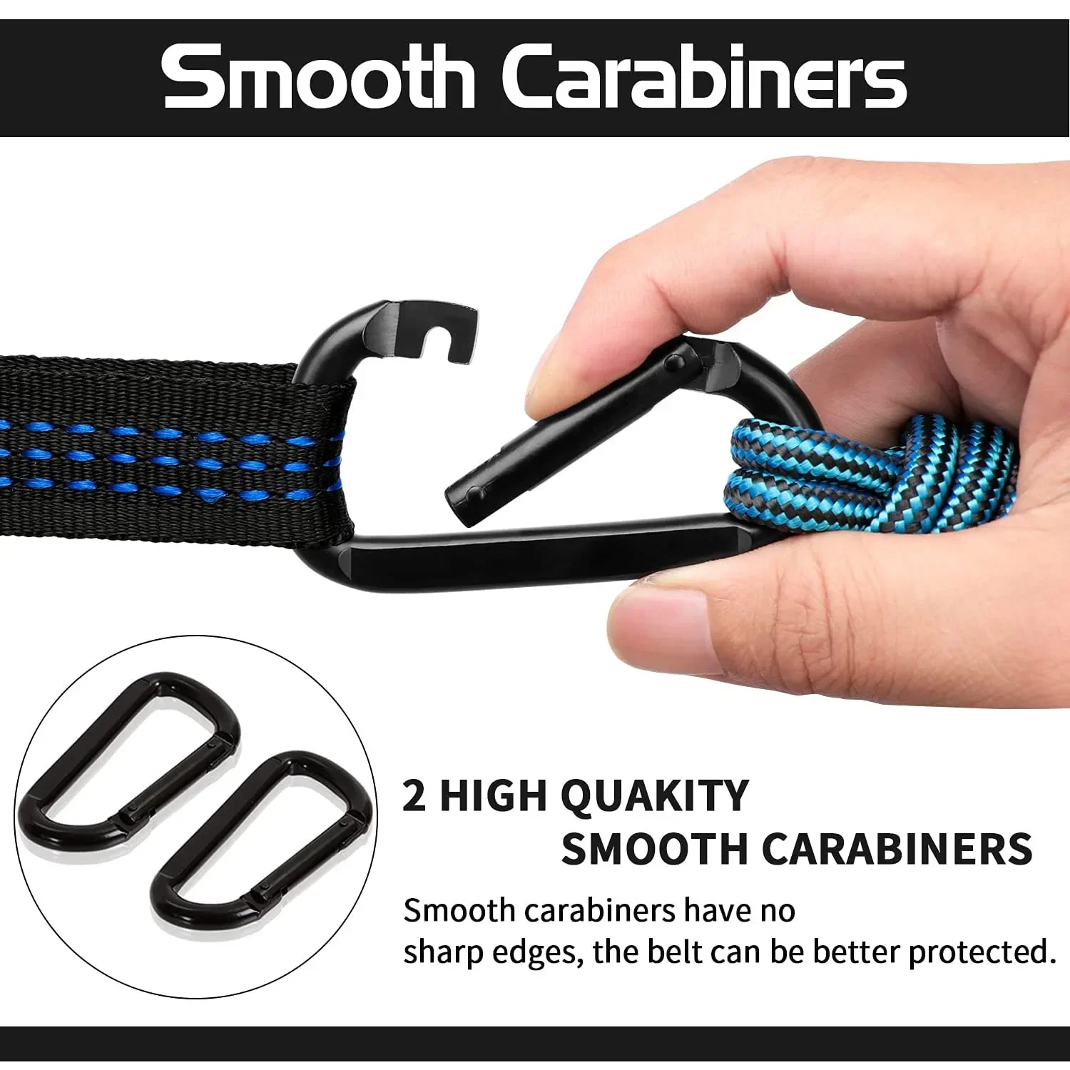 Parachute Hammock with Hammock Straps and Black Camping Survival Travel Carabiner Solid Color Double Person Outdoor Furniture image 4