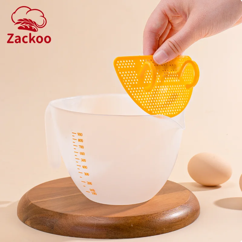 Zackoo 1L Egg Liquid Filter Measuring Cup Clear Large Capacity Baking Whisk Bowl with Scale Metering Cup Baking Measurer Tools