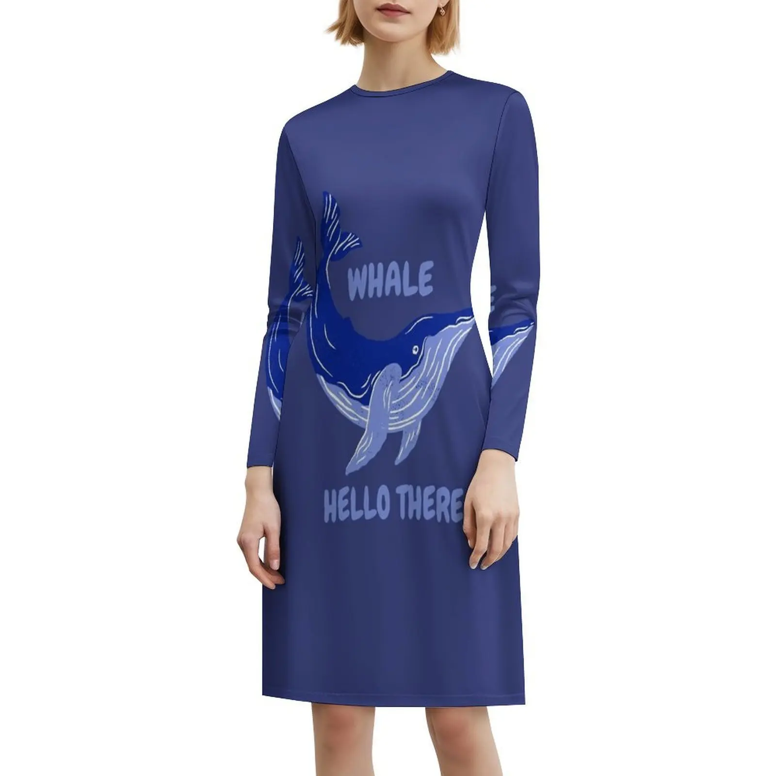 الحوت مرحبا هناك فستان قصير نمط Preppy للنساء ألف خط فضفاض صالح فستان يوم غير رسمي الحوت مرحبا هناك الحوت البحر المحيط مساء