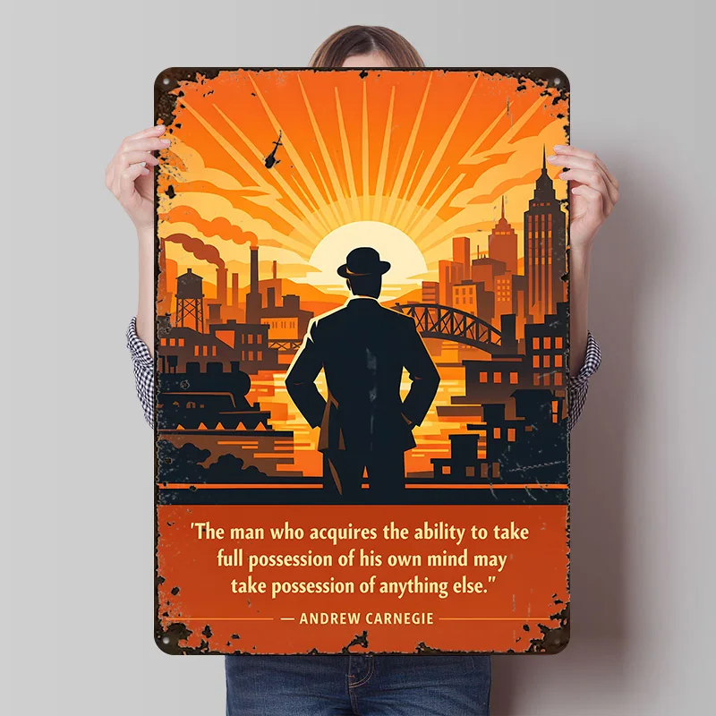 Industrielles Poster mit Blick auf die Stadt, personalisierte Wandkunst, Retro-Vintage-Metallschilder für Heimdekorationen, individuelle Platten