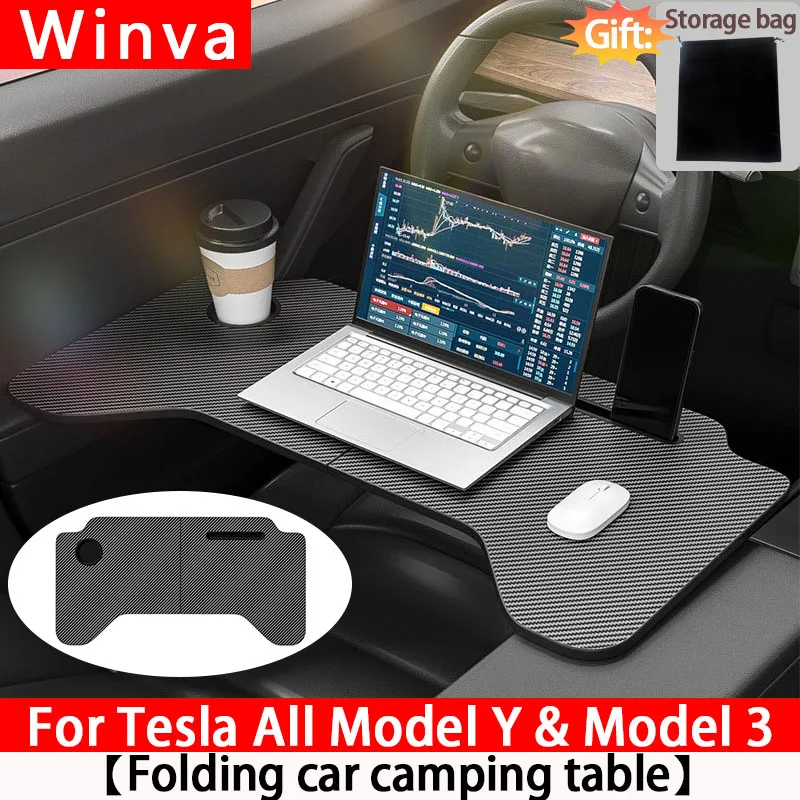 

For New Tesla Model Y 3 Juniper Highland 2017-2025 Car Steering Wheel Desk Foldable Tray Food Desk Portable car Office Table