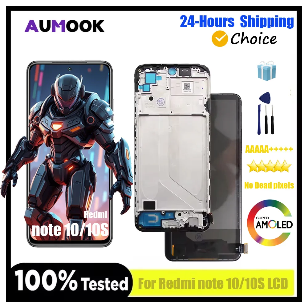 

New Tested Display For Xiaomi Redmi Note 10S LCD Screen Digitizer For Redmi Note 10 4G AMOLED Display M2101K7AG Replacement Part