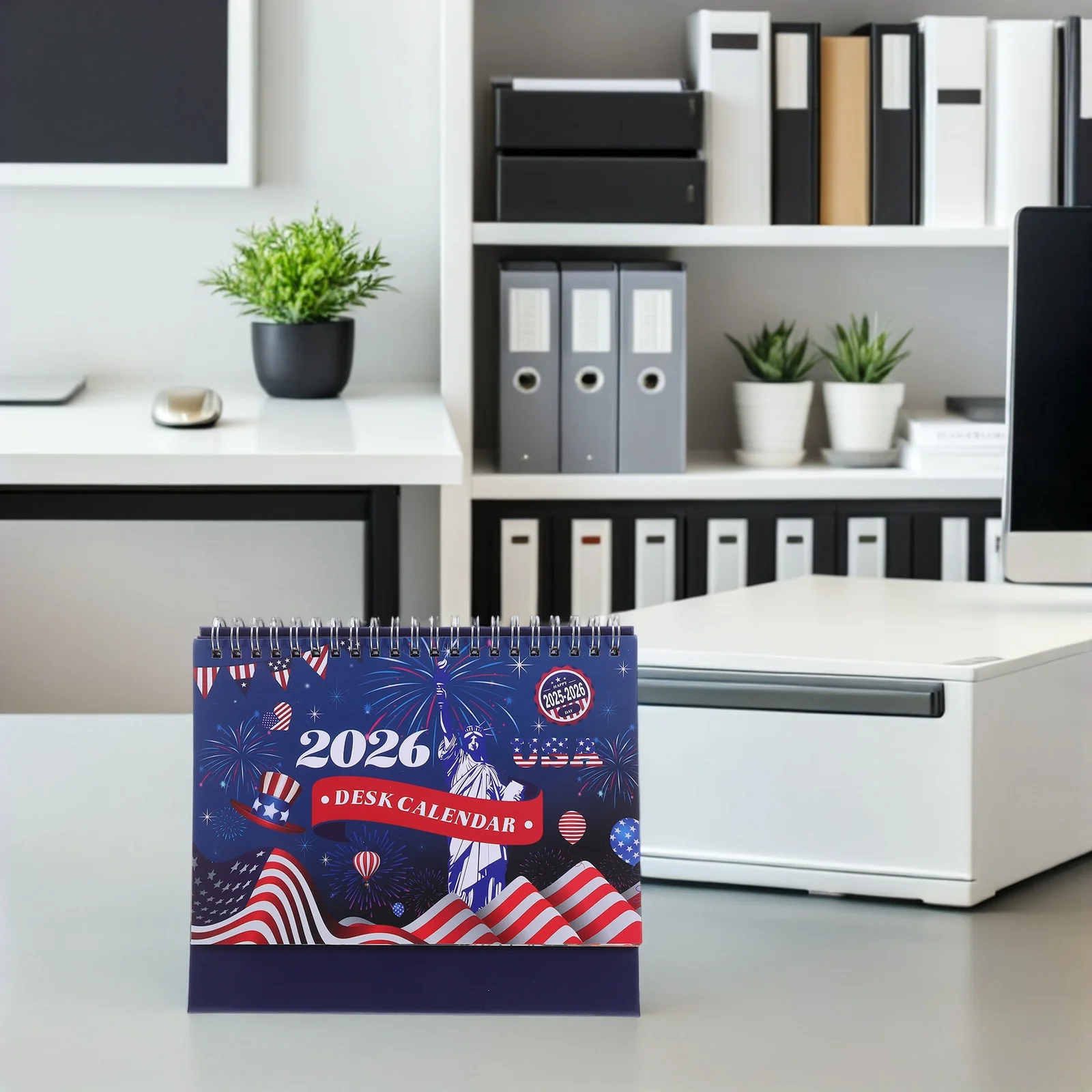 Mini Desk Calendar 2025-2026 Small Standing Flip Table Top Calendar For Office Home Daily Planner Patriotic Decor