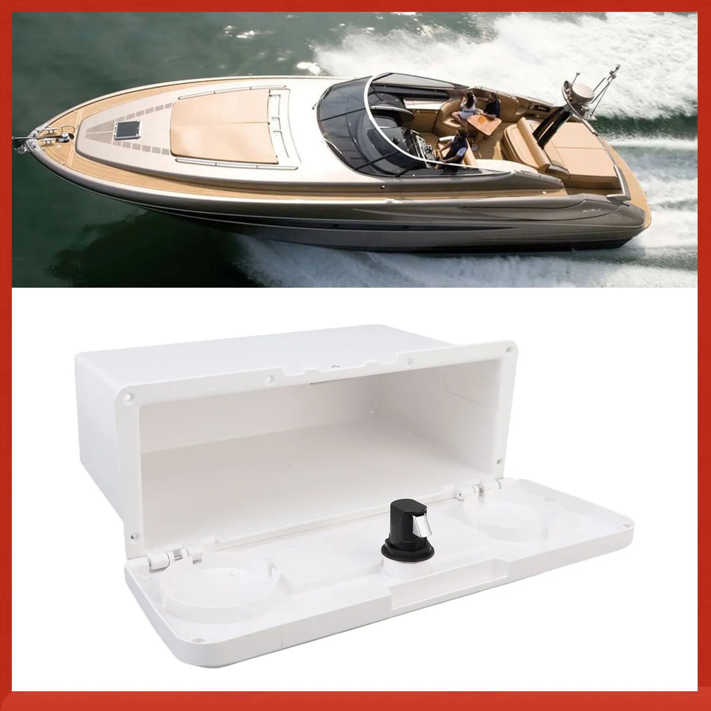 

Ящик для хранения лодок, многофункциональный держатель для чашек, защищенный от дождя, герметичный ящик для яхты с замком на кнопке, ящик для хранения лодки
