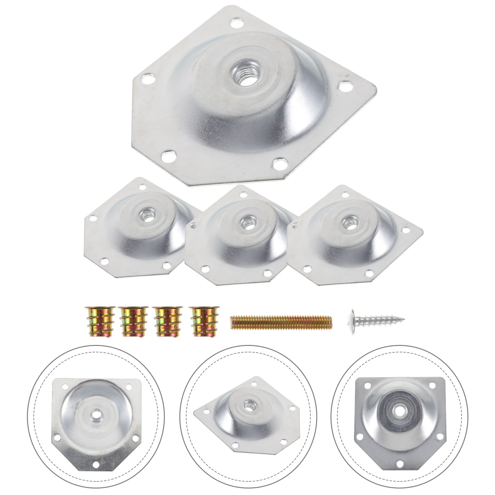 

Doitool Stool Leg Brackets Furniture Leg Attachment Plates T-Plate M8 Sofa Legs Hanger Bolts Converters Screws