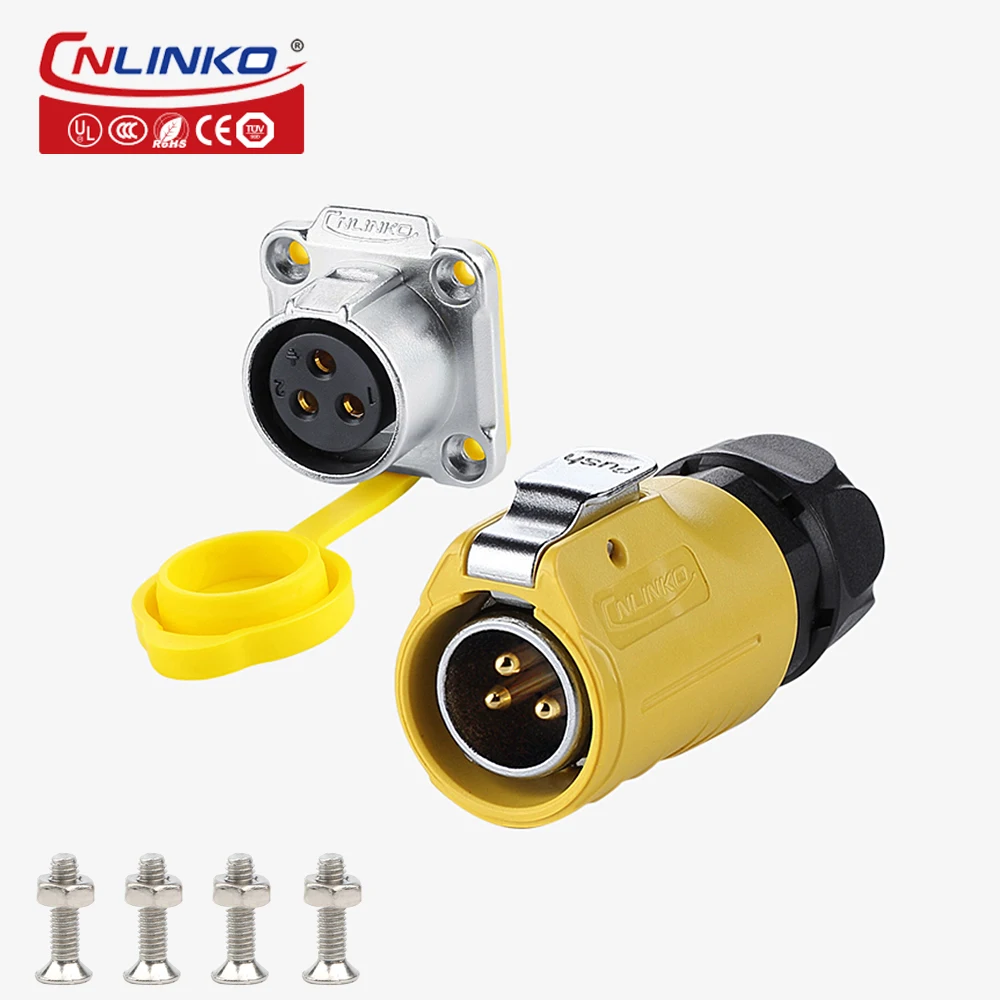 

CNLINKO UL Approved M20 Waterproof IP68 Connector 3 Pin Male and Female Circular Adapter LED Display Power Cable Connectors