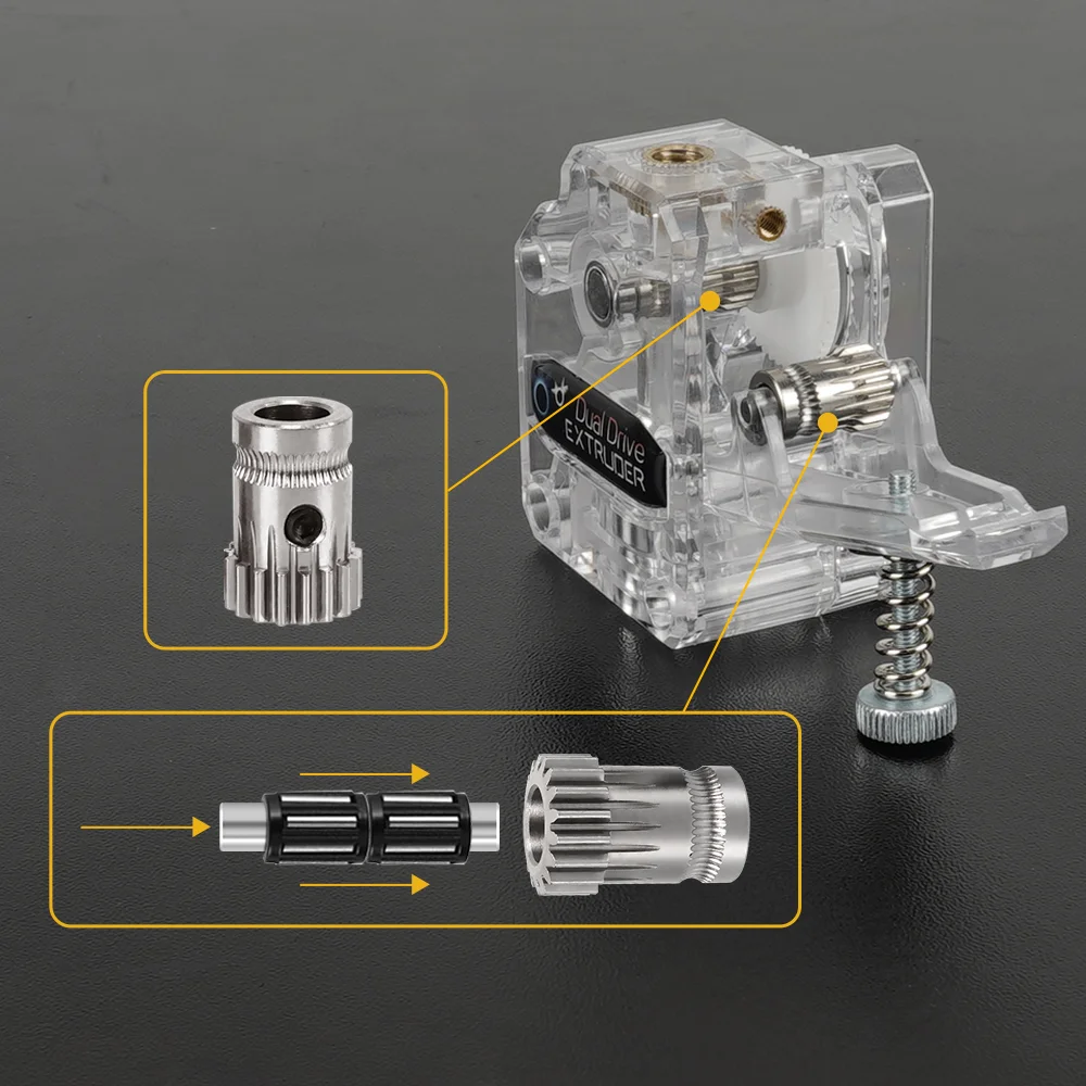 Dual Drive Gear Extruder kit Hardened Steel Upgrade Feed Gear Extruder Kit For BMG For Prusa DIY Bowden Direct Extruder