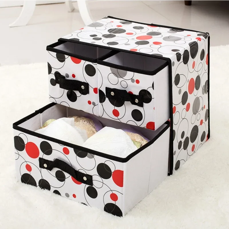

Two Layer Three Drawer Storage Box Underwear Socks Folding Storage Box Waterproof Jewelry Desktop Miscellaneous Box