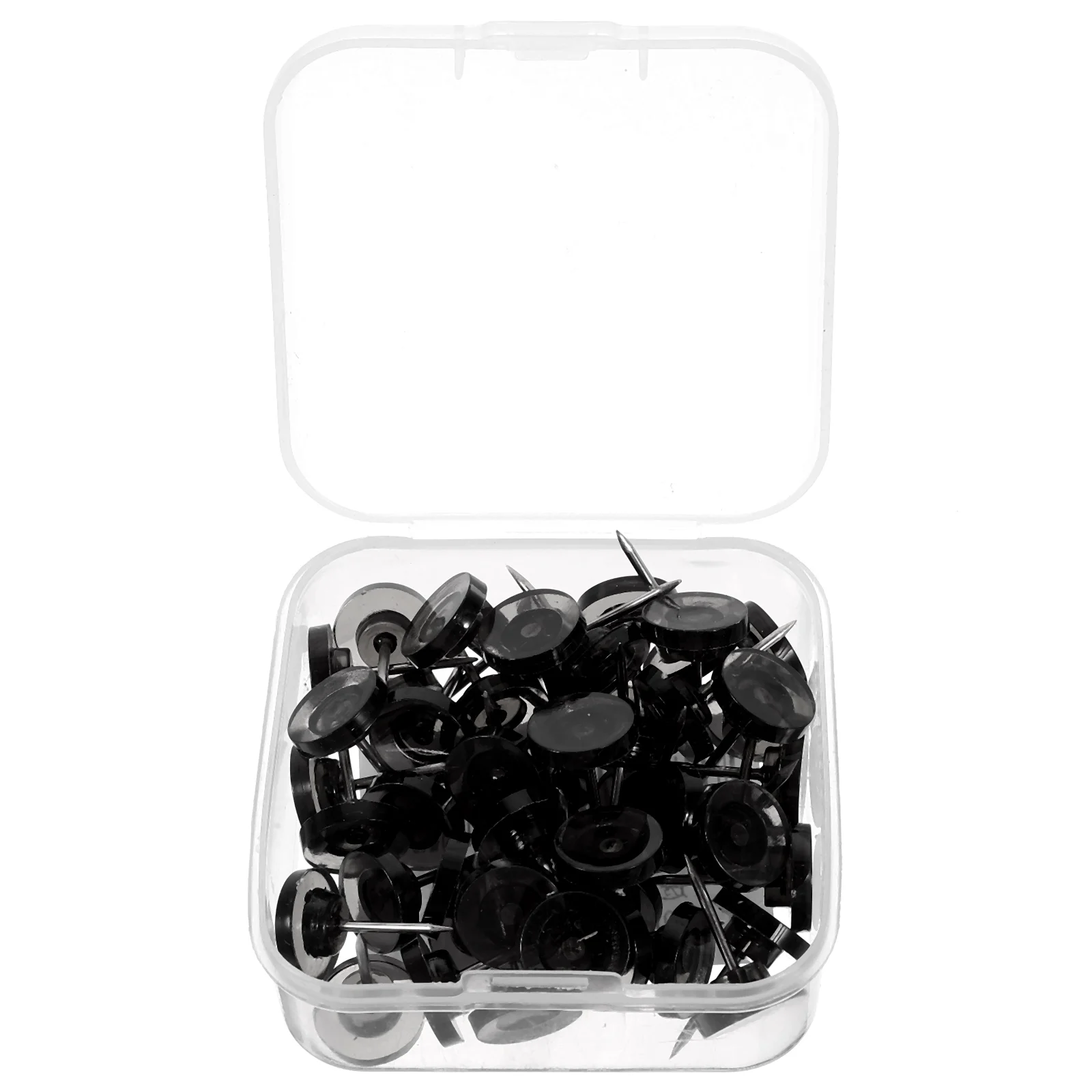 

50pcs Circular Positioning Pin Plastic Transparent Black Thumbtacks Wear Resistant Map Marker Craft Geography Lesson