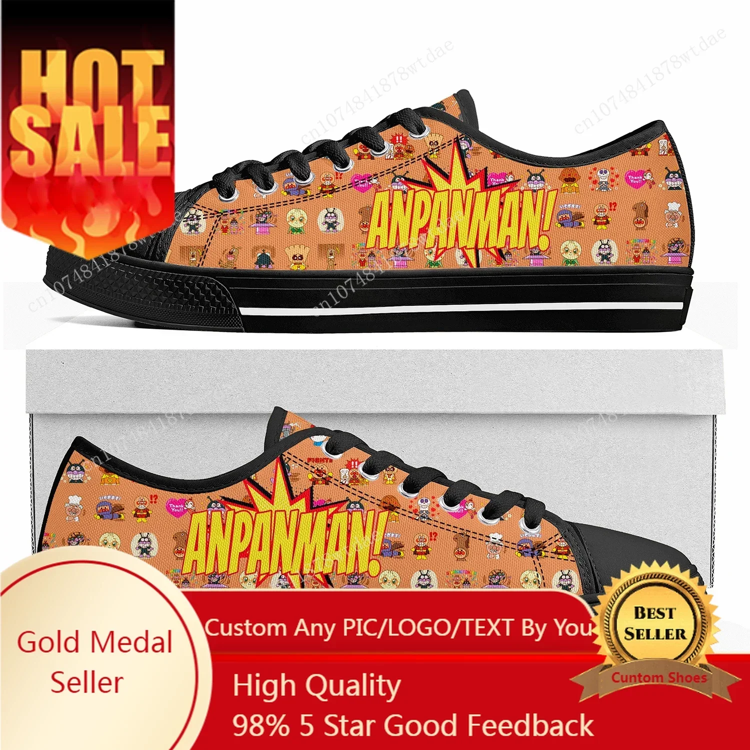 Anpanman Low Top Sneakers Womens Mens Teenager High Quality Canvas Sneaker Casual Japanese Anime Cartoon Customize Shoes