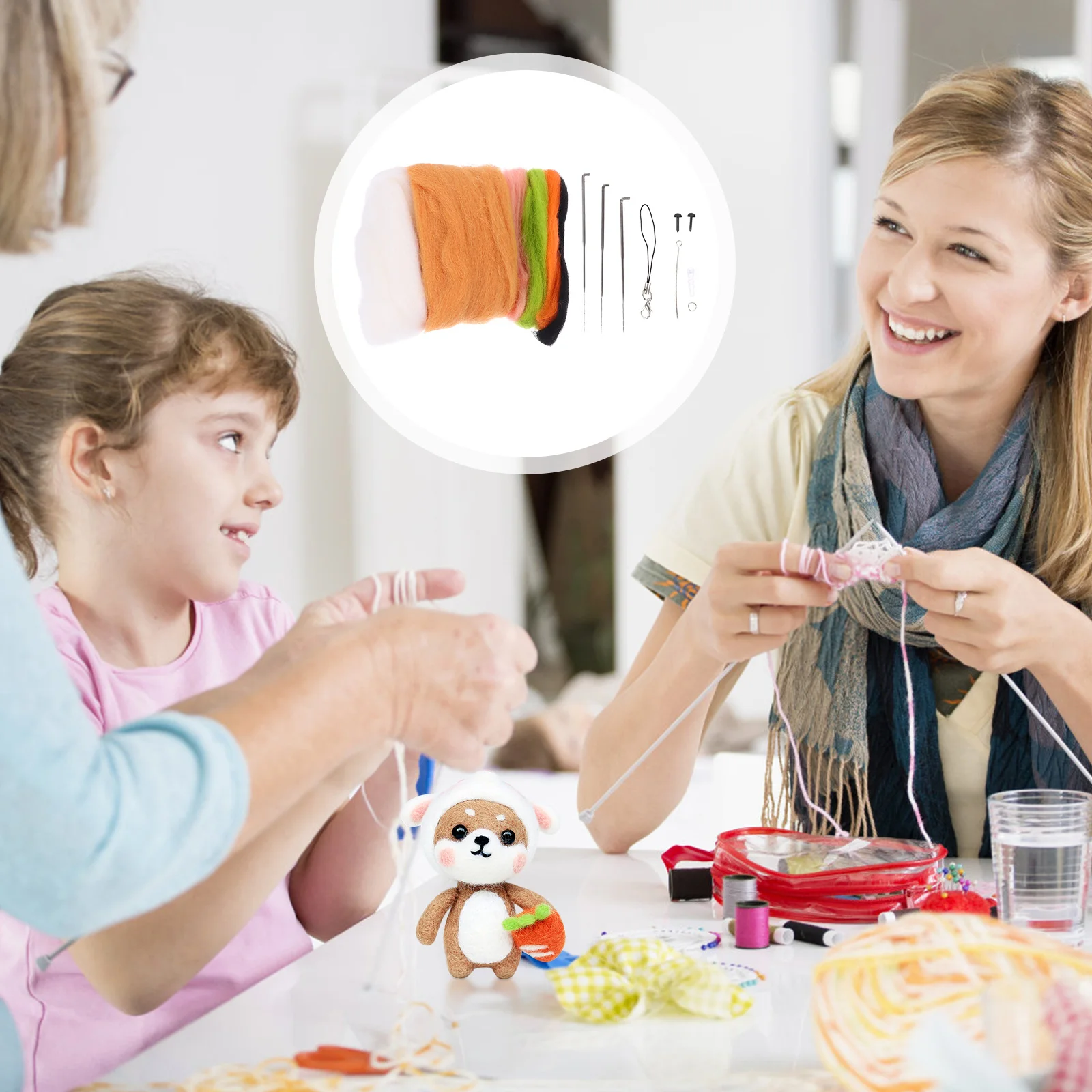 

DIY Wool Felt Kit 1Set Handmade Needle Felting Kits for Jewelry Making Wet Felting Artwork Stimulation Imagination Creativity