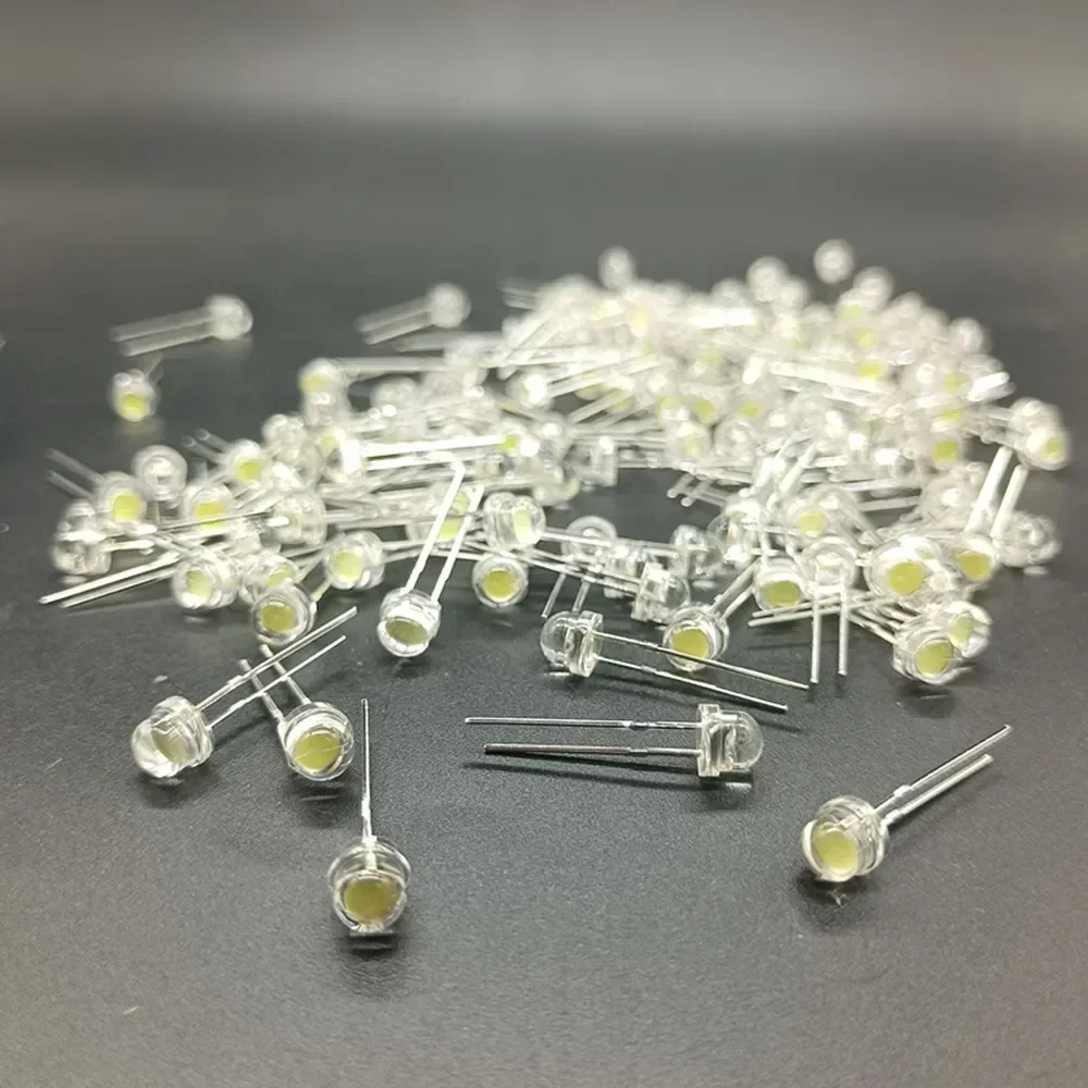 100PCS NEUE F5 5mm Weiß Super Helle LED Lampe Weitwinkel Transparent