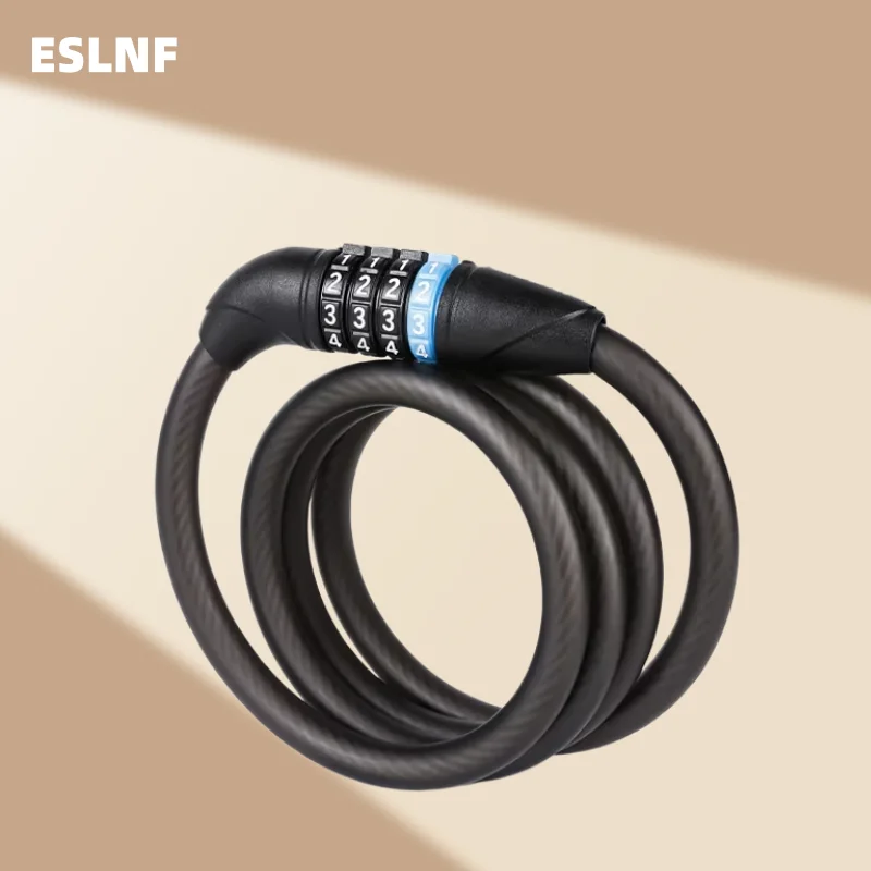 ESLNF Bicycle Cable Lock 4-digit Password Bike Lock 1.1M Security Anti-theft Riding Lock Bicycle Accessories