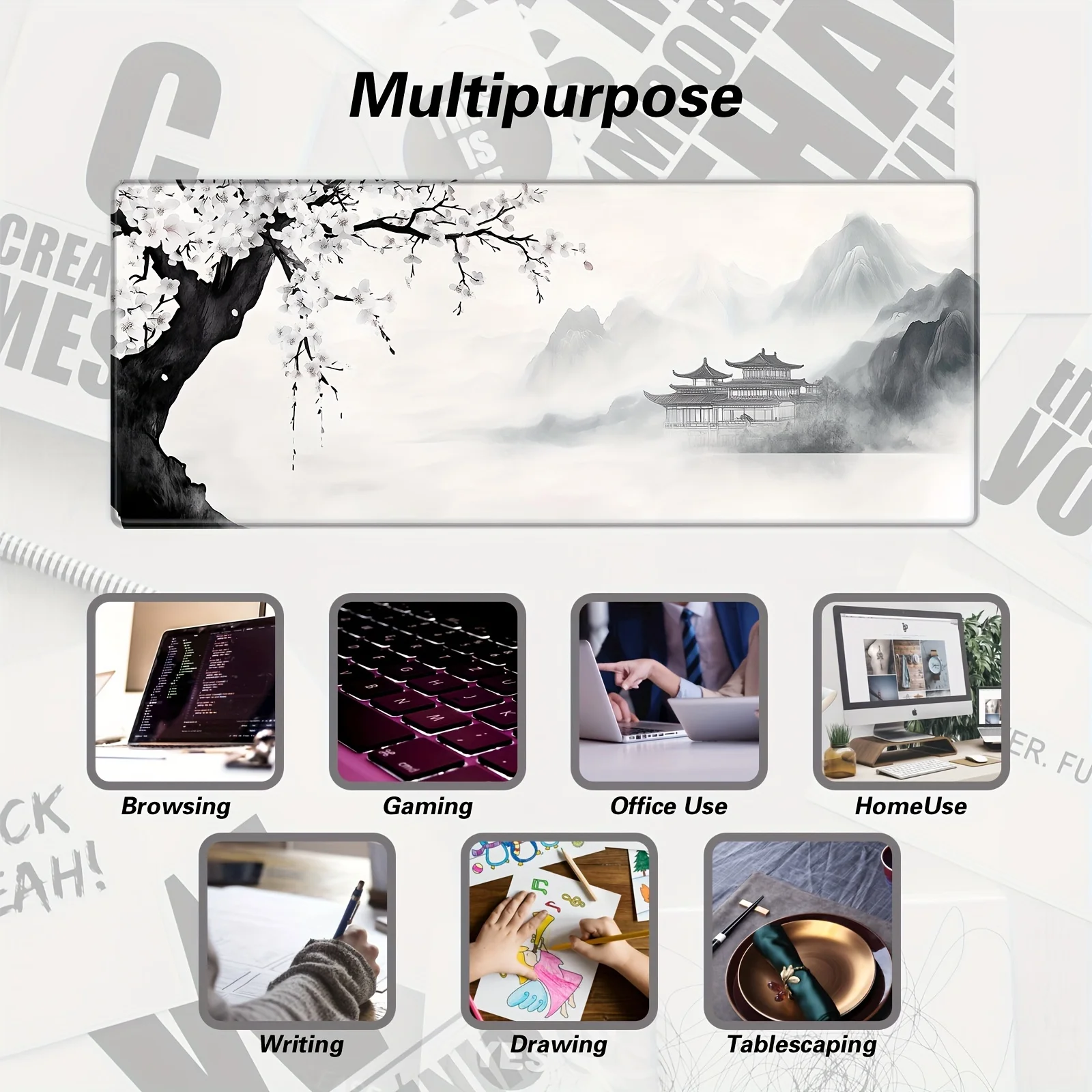 Mouse Pad Large Gaming Ink landscape Large Mouse Pad for Computer Rubber Base Home Office Mouse Mat desk mat gaming accessories