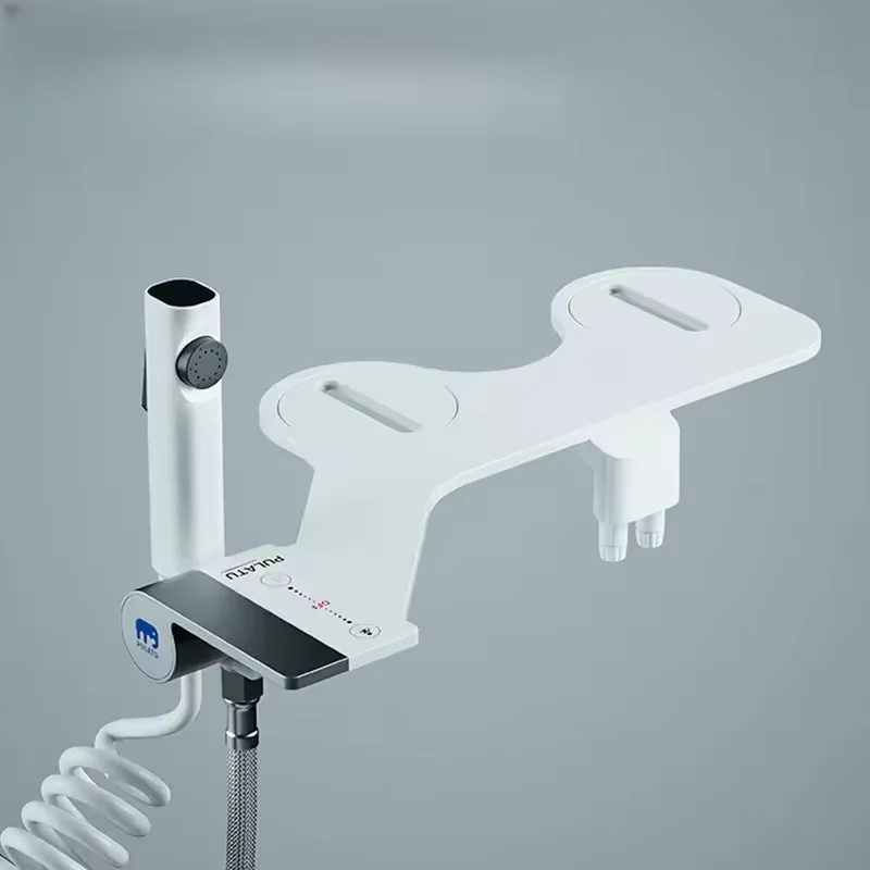 Accessorio per bidet, accessorio per WC con funzione di autopulizia, accessorio per bidet da applicare al WC, spruzzatore per bidet a doppia uscita non elettrico, pressione regolabile, ugello