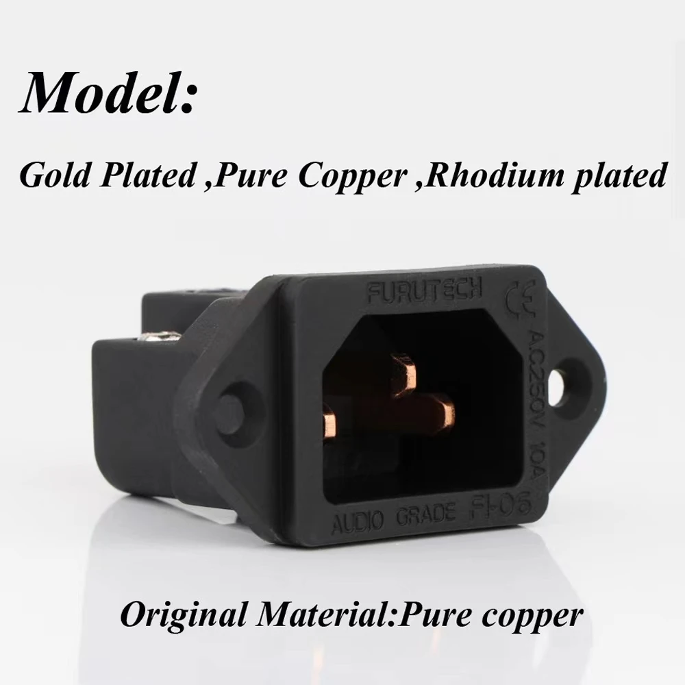 

Wholesale high quality Furutech FI-06 Welding-free Purple Copper/gold/rhodium plated AC Power 3-pin IEC Tailstock Connector