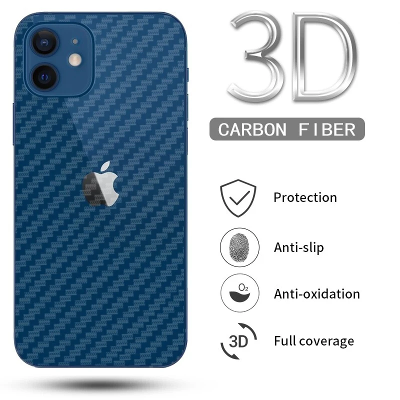 Película Traseira de Fibra de Carbono para iphone 12 11 pro max mini x xs xr 6 6s 7 8 plus