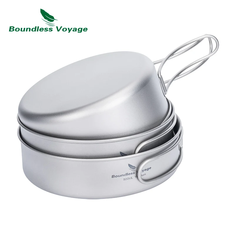 Boundless Voyage Camping Plate Dish Ultralight Tableware Set Outdoor Titanium Pot Pan Set Ti2032C