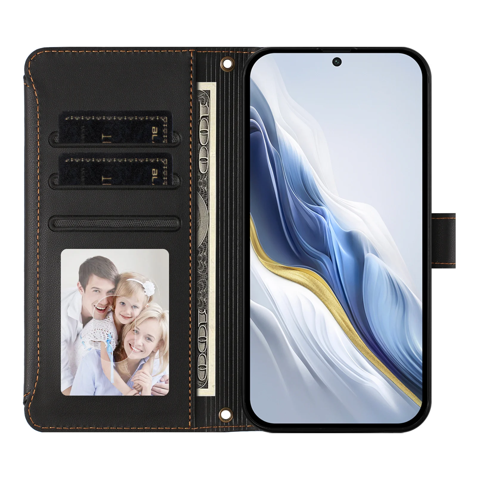 Funda de cuero tipo libro con  - Leather Wallet Card Holder Phone Cover reseña y precio